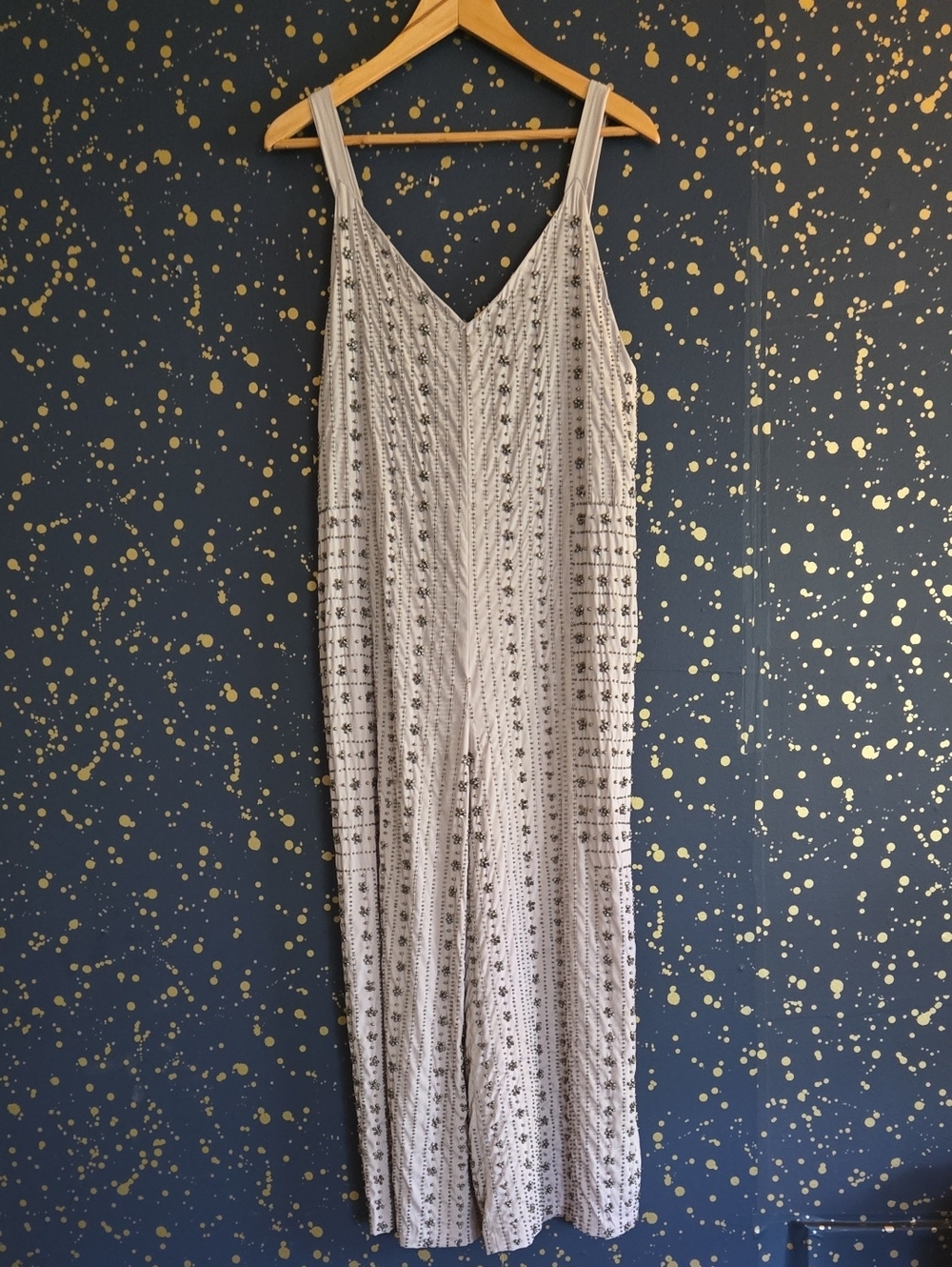 Free People Grace beaded embellished wide jumpsuit Size XS